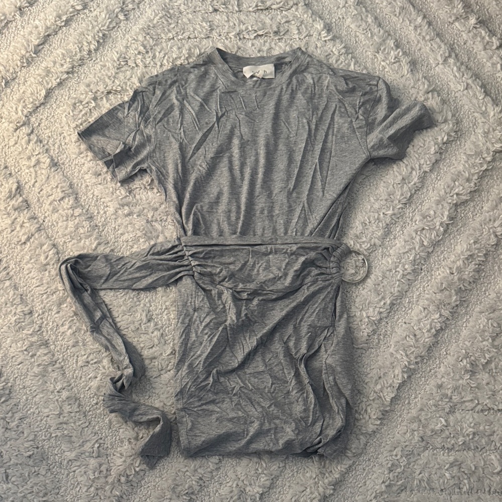 Gray Belted T-Shirt Dress